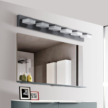 Modern 6-Light Black LED Vanity Mirror Light Fixture